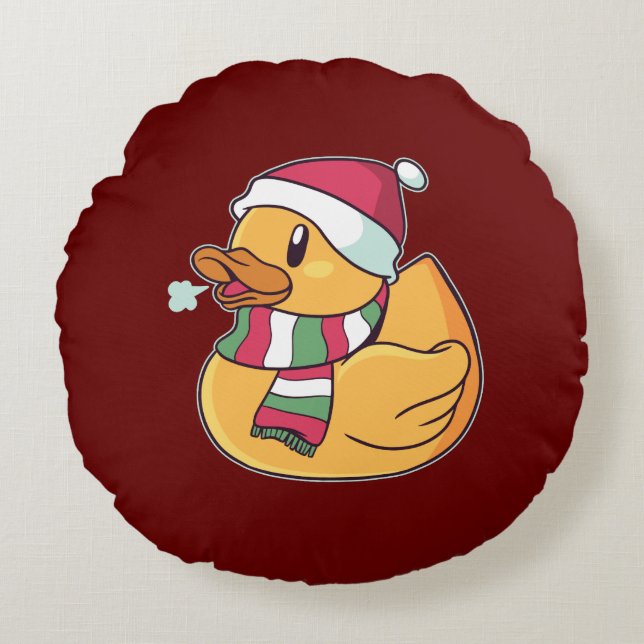 Christmas Rubber Duck  Round Pillow (Front)