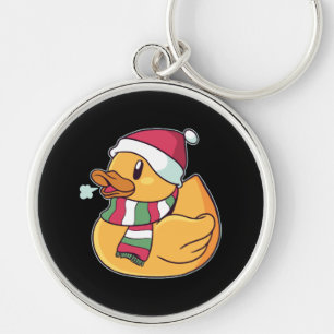 Christmas Rubber Duck Santa Hat Gift For Duck Fans Keychain