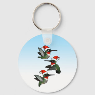Christmas Ruby-throated Hummingbird Keychain