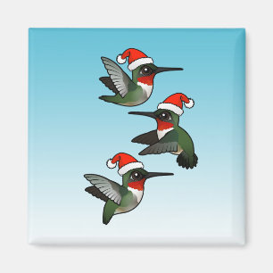 Christmas Ruby-throated Hummingbird Magnet