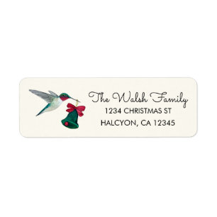 Christmas Ruby-throated Hummingbird Return Address