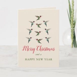 Christmas Ruby-throated Hummingbirds Holiday Card