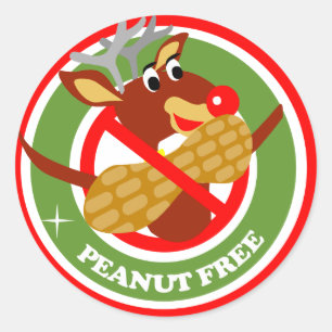Christmas Rudolf Peanut-Free Stickers