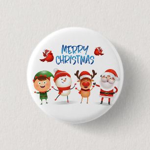 Christmas Rudolf The Reindeer and Friends 1 Inch Round Button