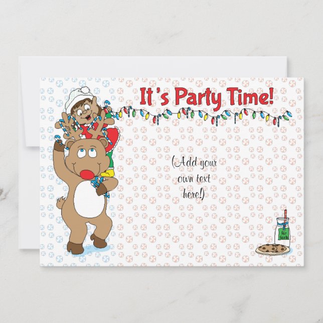 Christmas Rudolph Elf of Colour Invitation (Front)