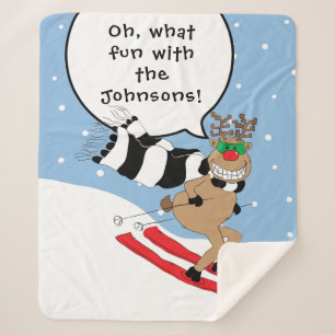 Christmas Rudolph Says Sherpa Blanket