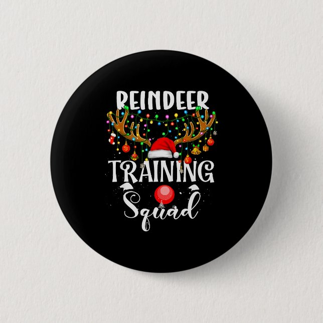 Christmas Running Reindeer Runner Training Squad T 2 Inch Round Button (Front)