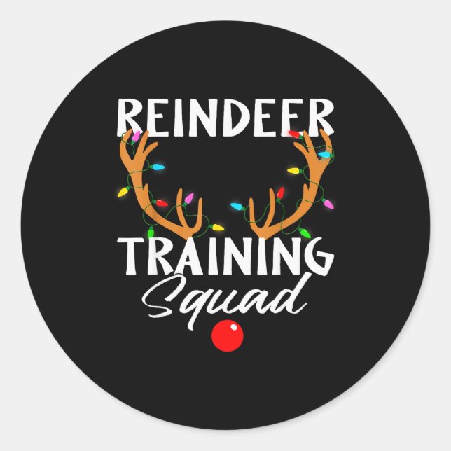 Christmas Running Reindeer Runner Training Squad T Classic Round Sticker (Front)