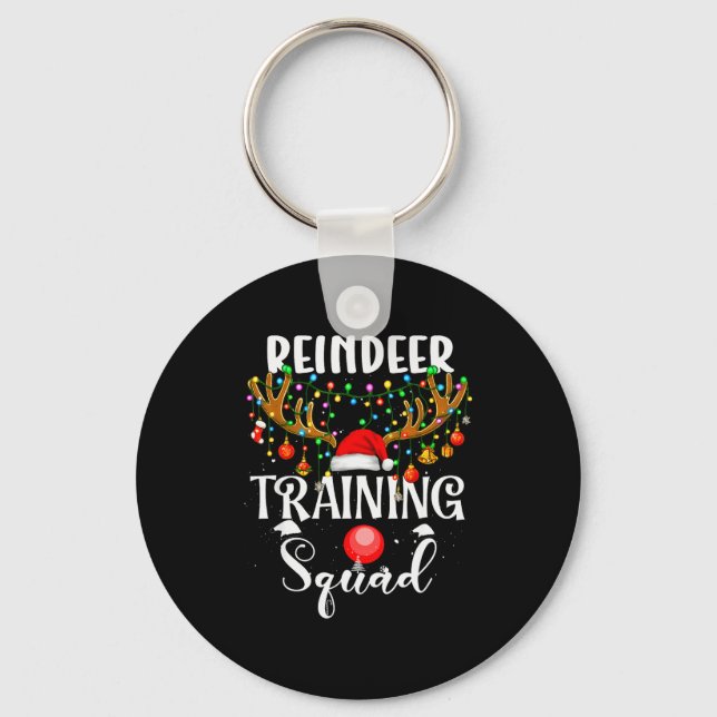 Christmas Running Reindeer Runner Training Squad T Keychain (Front)