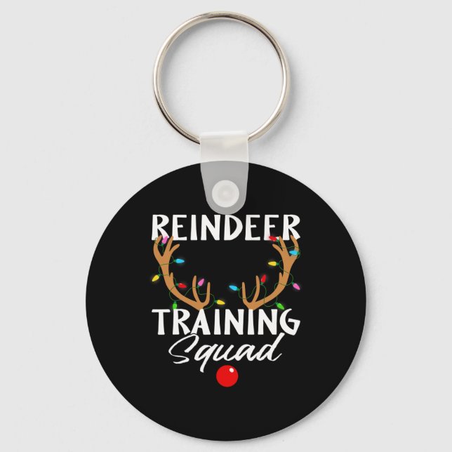 Christmas Running Reindeer Runner Training Squad T Keychain (Front)