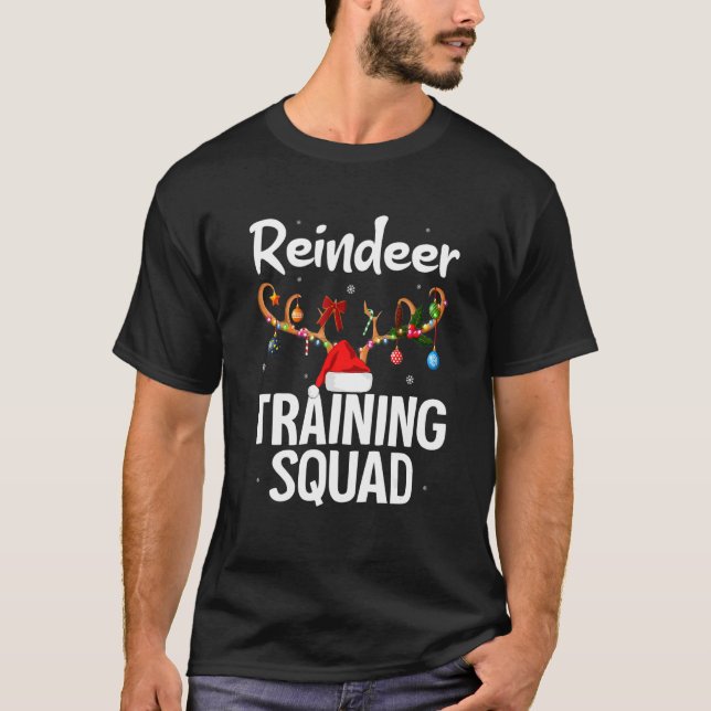 Christmas Running  Reindeer Training Squad Team Fa T-Shirt (Front)