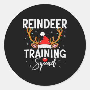 Christmas Running Team Funny Reindeer Training Squ Classic Round Sticker