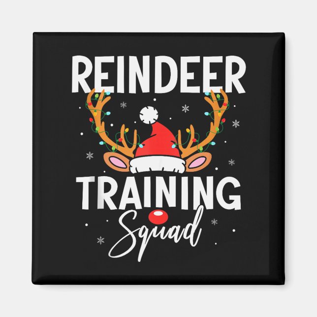 Christmas Running Team Funny Reindeer Training Squ Magnet (Front)