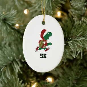 Christmas Running Turtle 5K Ceramic Ornament