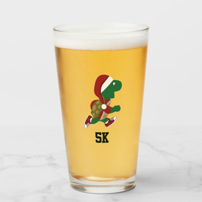 Christmas Running Turtle 5K Glass (Front Filled)