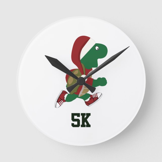 Christmas Running Turtle 5K Round Clock (Front)