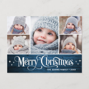 Christmas Rustic 5 PHOTO Greeting Holiday Postcard