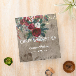 Christmas Rustic Barn Personalized Recipes 3 Ring Binder