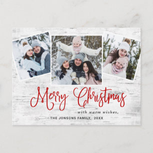 Christmas Rustic Birch 3 PHOTO Greeting Holiday Postcard