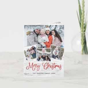 Christmas Rustic Birch Bark 4 PHOTO Greeting Holiday Card