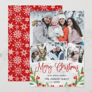 Christmas Rustic Birch Bark 4 PHOTO Greeting Holiday Card