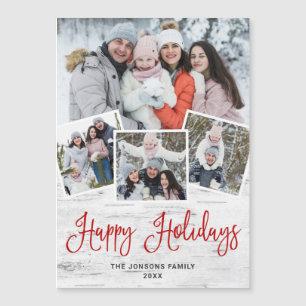 Christmas Rustic Birch Bark 4 PHOTO Magnetic Card