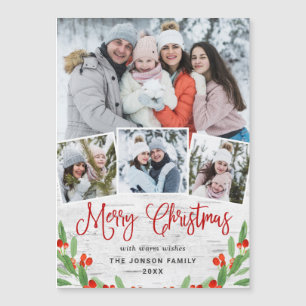 Christmas Rustic Birch Bark 4 PHOTO Magnetic Card