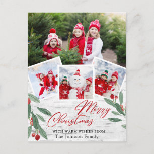 Christmas Rustic Birch Bark Photo Holiday Greeting Postcard