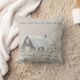 Christmas Rustic Cabin Winter Snow Woodland Forest Throw Pillow
