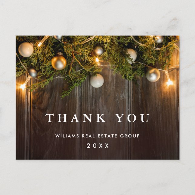 Christmas Rustic Corporate Thank You Holiday Card  (Front)
