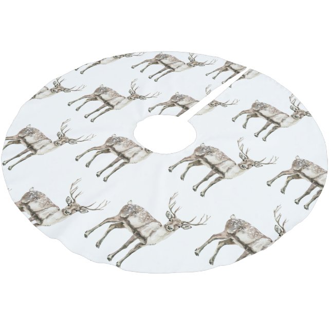 Christmas Rustic Deer  Brushed Polyester Tree Skirt (Angled)