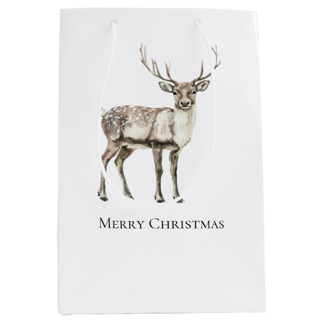 Christmas Rustic Deer  Medium Gift Bag (Front)