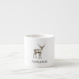 Christmas Rustic Deer Name Espresso Cup