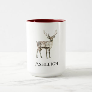 Christmas Rustic Deer Name Mug