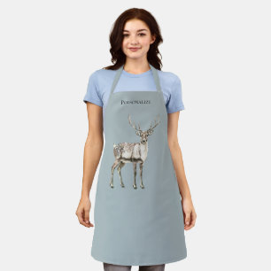 Christmas Rustic Deer Pine Green Personalized Apron