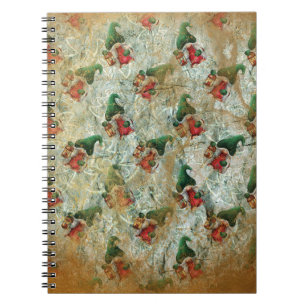 Christmas Rustic Gnome With Lantern Tree Pattern Notebook