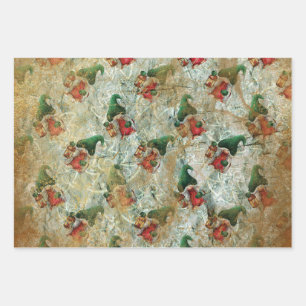 Christmas Rustic Gnome With Lantern Tree Pattern  Wrapping Paper Sheet