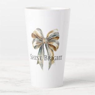 Christmas Rustic Green Gold Bow Personalized Latte Mug