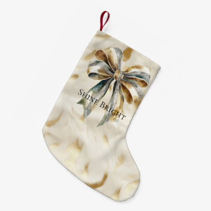 Christmas Rustic Green Gold Bow Personalized Small Christmas Stocking