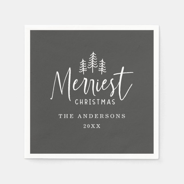 Christmas rustic hand drawn tree napkin (Front)