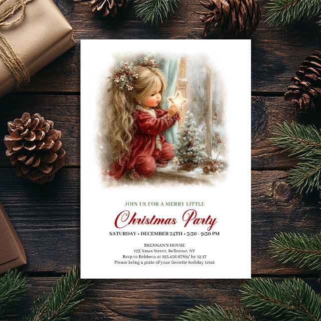 Christmas Rustic Holiday Scene Gold Star Invite (Christmas Rustic Holiday Scene Gold Star Invite)