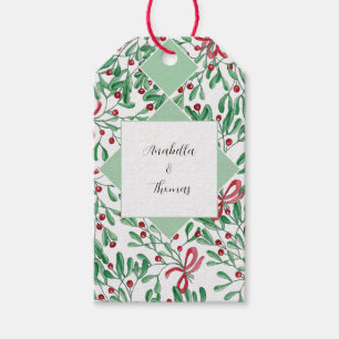 Christmas Rustic Mistletoe Watercolor Hand-painted Gift Tags