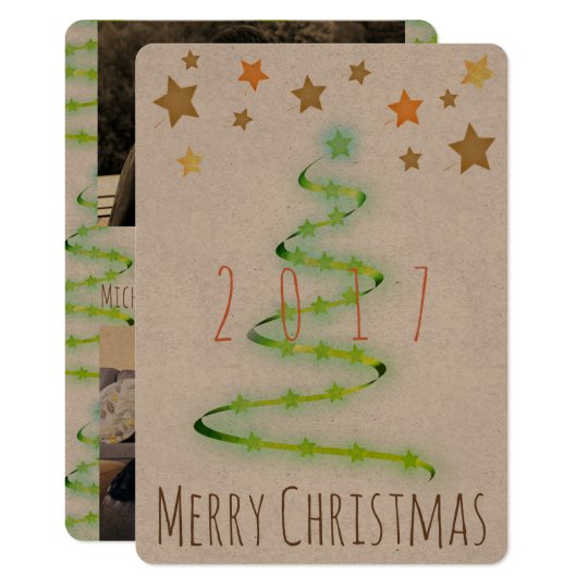 Christmas Rustic Modern Tree Photo Card 2 Pics
