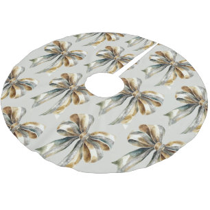 Christmas Rustic Pale Green Gold Bow Brushed Polyester Tree Skirt
