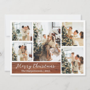  Christmas Rustic Reindeer Family Photo Collage Holiday Card
