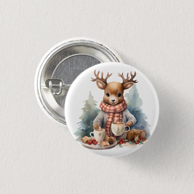 Christmas rustic vintage design button (Front & Back)