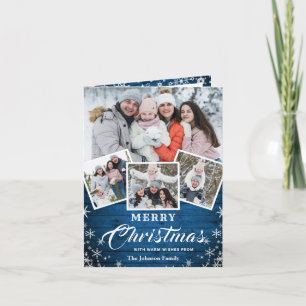 Christmas Rustic Wood 6 PHOTO Greeting Holiday Card