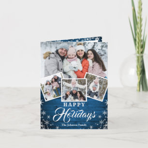 Christmas Rustic Wood 6 PHOTO Greeting Holiday Card