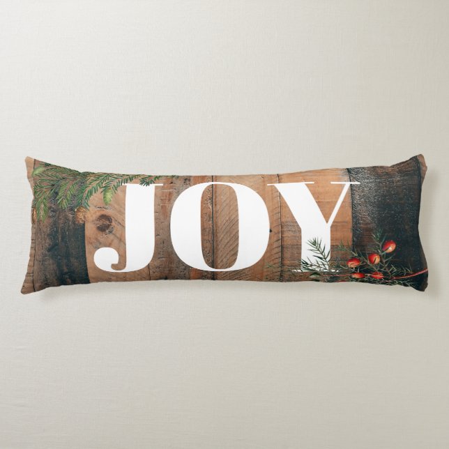 Christmas Rustic Wood Joy Body Pillow (Front)