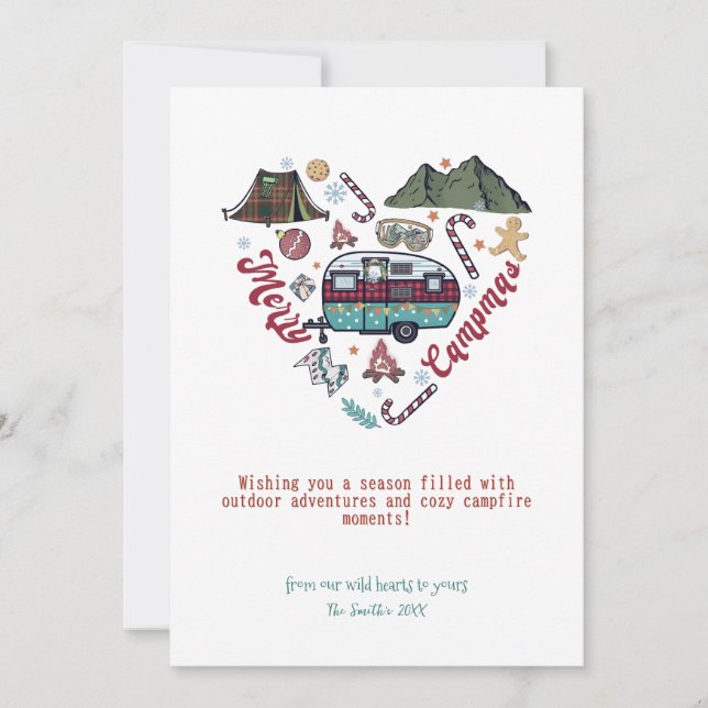 Christmas RV Trailer Mountain Outdoor Adventure Holiday Card (Front)